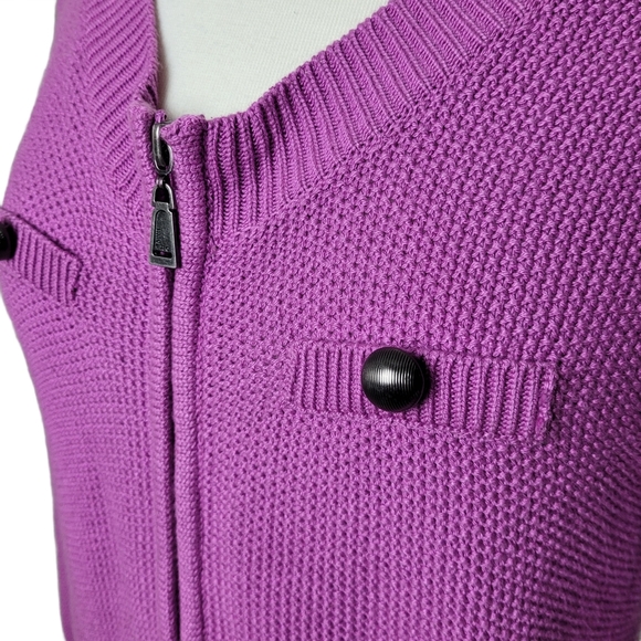 MAC & JAC Sweater Cardigan Zip Up Knit Purple - Picture 6 of 11